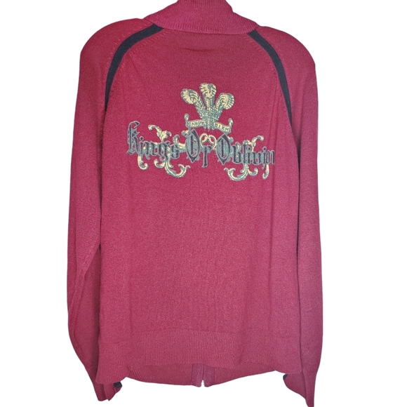 Juicy Couture Cashmere Zip Up Sweater Cardigan Size Medium Burgundy Red *FLAWS* - Picture 3 of 12